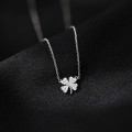 A42872 s925 silver sweet flower rhinestone cute necklace