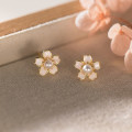 A44135 silver trendy sweet pink stud earrings