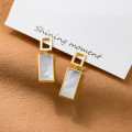 A42209 s925 sterling silver square shell stud fashion earrings