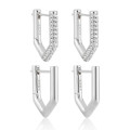 A44216 geometric single rhinestone s925 sterling silver elegant earrings