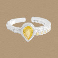 A44291 teardrop yellow cubic zirconia sterling silver s925 ring