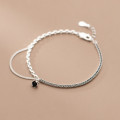 A34222 s925 sterling silver black rhinestone unique charm bracelet