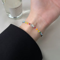 A44150 s925 silver colorful charm trendy sweet smilingface bracelet