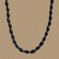 A44297 black agate beaded sterling silver s925 necklace