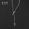 A31204 s925 sterling silver chic heart bar geometric rope necklace