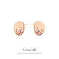 A39356 sterling silver vintage colorful cubic zirconia stud earrings
