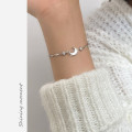 A42997 s925 silver sweet rhinestone moon charm design elegant bracelet