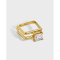 A33440 design chic cubiczirconia square qualitys925 sterling silver adjustable ring