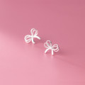 A31710 s925 sterling silver simple hollowed bow earrings