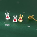 A44819 s925 sterling silver christmas deer stud sweet earrings