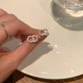 A42766 s925 sterling silver simple elegant rhinestone initial stud earrings