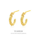 A37804 sterling silver vintage leaf stud fashion earrings