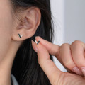 A43154 s925 sterling silver rhinestone hollowed circle stud fashion earrings
