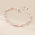 A45921 silver sweet enamel flower butterfly charm bracelet