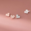 A44740 s925 sterling silver sparkling rhinestone square heart stud earrings