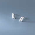 A35719 s925 sterling silver doublelayer bar earrings