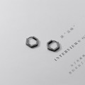 A33890 s925 sterling silver black hexagon simple geometric earrings