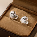 A37505 hot heart double doublelayer layered s925 sterling silver elegant earrings