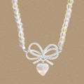 A45097 heart crystal butterfly sterling silver s925 necklace
