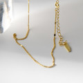 A42707 s925 silver simple circle sequin necklace