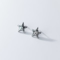 A35802 s925 sterling silver silver initial star earrings