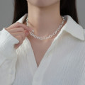 A38308 s925 sterling silver oval hollowed design necklace