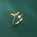A36223 s925 sterling silver opal rhinestone dragonfly ring