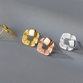 A38090 s925 sterling silver square hollowed stud design elegant earrings