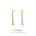 A41327 sterling silver long fashion vintage cubic zirconia stud dangle earrings