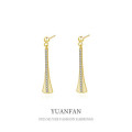 A41327 sterling silver long fashion vintage cubic zirconia stud dangle earrings