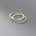 A36566 s925 sterling silver simple rhinestone rhinestone adjustable ring