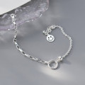 A45528 s925 silver trendy sweet circle smilingface symmetric charm bracelet