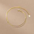 A34291 s925 sterling silver doublelayer snakechain bead chain anklet simple chi bracelet
