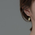 A33140 s925 sterling silver gold rhinestone leaf earrings