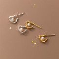 A36831 s925 sterling silver heart pearl twist earrings