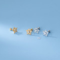 A33808 s925 sterling silver trendy sweet simple rhinestone snowflake chic earrings