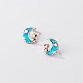 A36694 s925 sterling silver trendy cute blue moon earrings