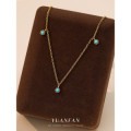 A43622 s925 sterling silver green turquoise pendant simple necklace