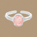 A46217 natural strawberry adjustable s925 sterling silver ring