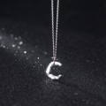A32409 s925 sterling silver irregularC initial pendant chic necklace