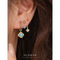 A43882 s925 sterling silver blue fashion unique opal earrings