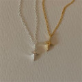 A41278 sterling silver fresh water pearl simple elegant necklace