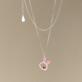 A37204 s925 sterling silver heart hollowed necklace