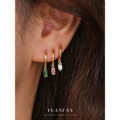A43889 s925 sterling silver colorful cubic zirconia simple earrings