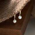 A44304 s925 silver elegant trendy pearl sweet rhinestone short earrings