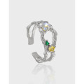 A38905 design hollowed rhinestone s925 sterling silver adjustable ring