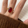 A37684 sterling silver agate minimalist fashion design ring