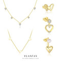 A45517 s925 sterling silver sweet stud simple cubic zirconia fashion heart earrings