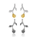 A43353 design vintage elegant plated rose s925 sterling silver stud earrings