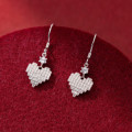 A40680 s925 sterling silver sparkling rhinestone heart sweet elegant earrings